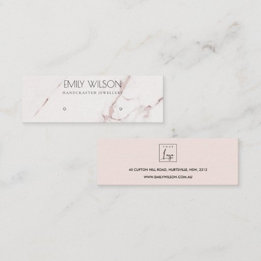 CARTE DE VISITE MINI COPPER BLUSH ROSE MARBRE STUD EARRING AFFICHER LOG (Devant / Derrière)