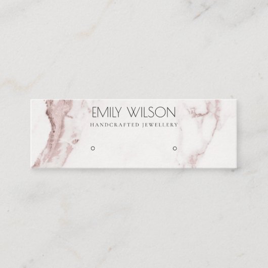 CARTE DE VISITE MINI COPPER BLUSH ROSE MARBRE STUD EARRING AFFICHER LOG (Devant)