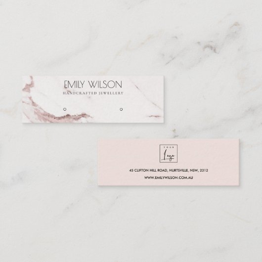 CARTE DE VISITE MINI COPPER BLUSH ROSE MARBRE STUD EARRING AFFICHER LOG (Devant / Derrière)