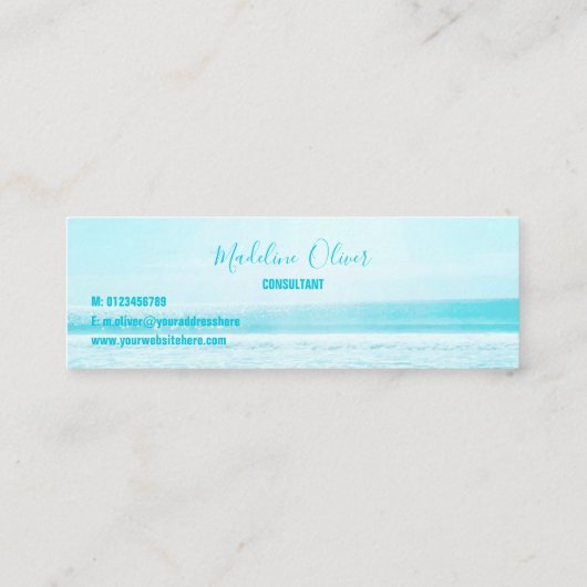 Carte De Visite Mini Côté mer Océan Bleu Plage Blanc Moderne (Dos)