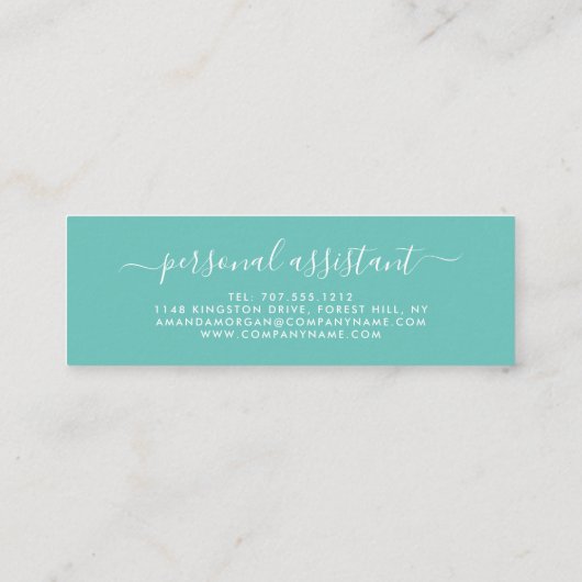 Carte De Visite Mini Couleur de bloc simple Réflexion moderne (Dos)