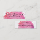 Carte De Visite Mini Couleur d'eau rose Texte chic (Devant / Derrière)