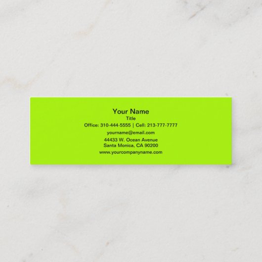 Carte De Visite Mini Couleur solide vert fluorescent (Dos)