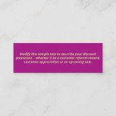 Carte De Visite Mini Coupon de réduction de 20 % de Noël pour les clien (Dos)