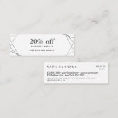 Carte De Visite Mini Coupon d'escompte géométrique Motif d'argent moder (Devant / Derrière)