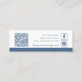 Carte De Visite Mini Couronne de monogramme bleu foncé (Dos)