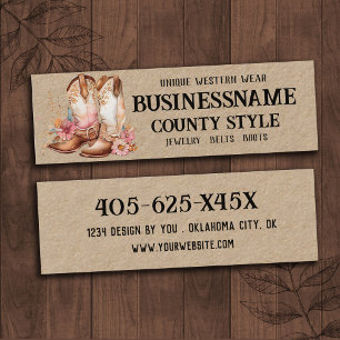 Carte De Visite Mini Cowgirl Boots thème occidental