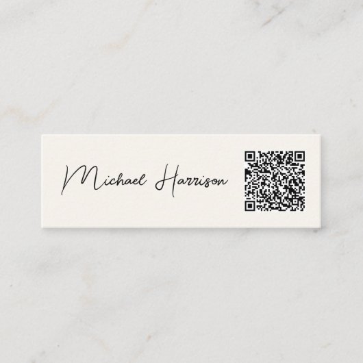 Carte De Visite Mini Création de code QR Professional de script moderne (Devant)
