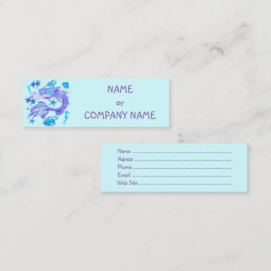 Carte De Visite Mini Créature de la fée mauve de sirène (Devant / Derrière)