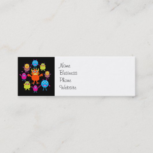 Carte De Visite Mini Créatures drôles mignonnes de partie de monstre en (Devant)