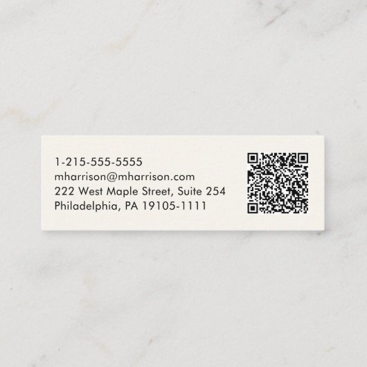 Carte De Visite Mini Crème de code QR professionnelle moderne minimale (Dos)