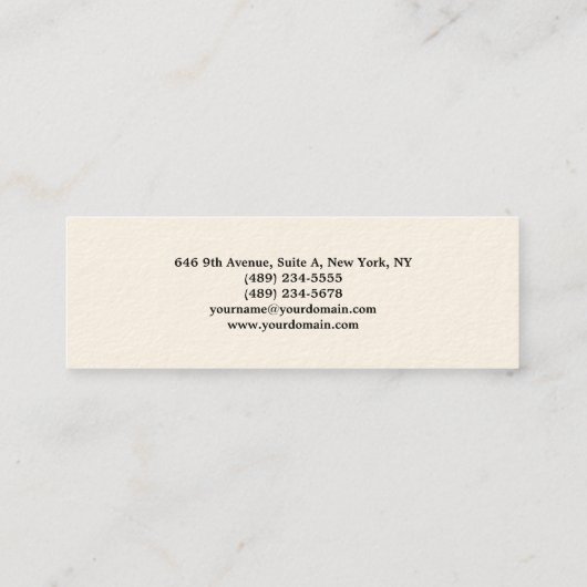 Carte De Visite Mini Crème Signature Simple Simple Simple Simple Minima (Dos)