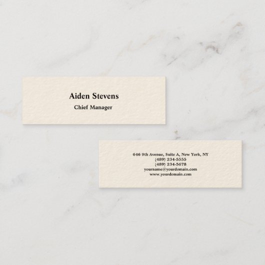 Carte De Visite Mini Crème Signature Simple Simple Simple Simple Minima (Devant / Derrière)