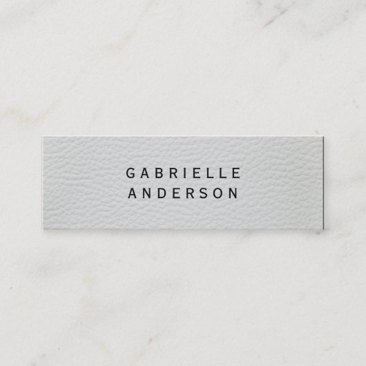 Carte De Visite Mini Cuir blanc élégant professionnel (Devant)