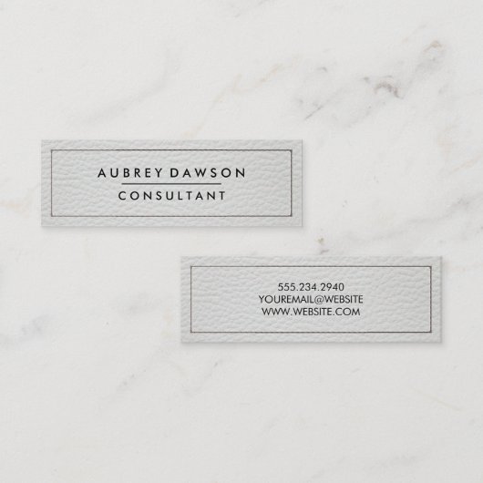 Carte De Visite Mini Cuir blanc pointu (Devant / Derrière)