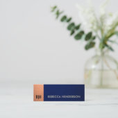Carte De Visite Mini Cuir Bleu Marine de Luxe et Monogramme à Panneau C (Debout devant)
