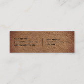 Carte De Visite Mini Cuir marron écriture noire rustique Monogramme (Dos)