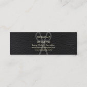 Carte De Visite Mini Cuir noir élégant professionnel avec texte gras (Dos)