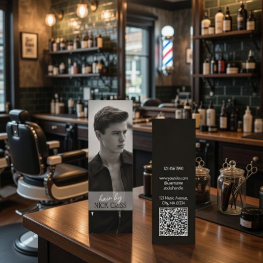 Carte De Visite Mini Custom Barber Contact Card with QR Code
