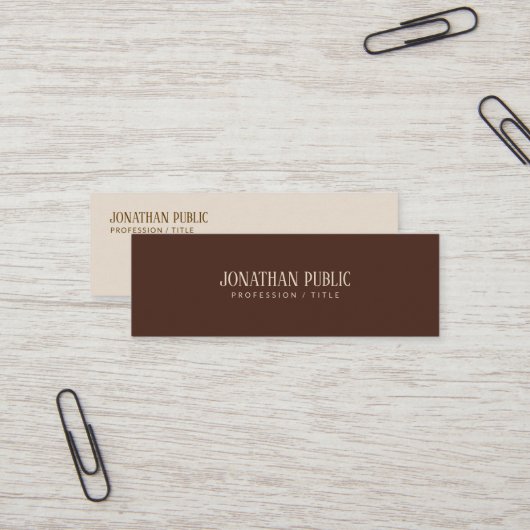 Carte De Visite Mini Custom Modern Stylish Brown & Beige Template Mini (Devant/Arrière en situation)