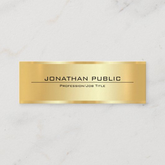 Carte De Visite Mini Customer Professional Elegant Faux Gold Template (Devant)