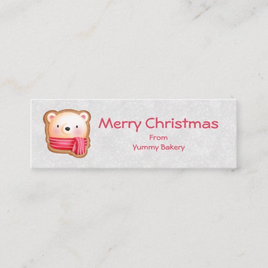 Carte De Visite Mini Cute Bear Face Red Scarf et Rosy Cheeks Christmas (Devant)