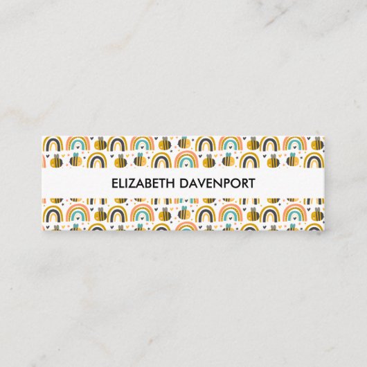 Carte De Visite Mini Cute Bumble Bee et Rainbows Motif (Devant)