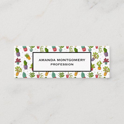 Carte De Visite Mini Cute Cactus Nature Succulents Motif (Devant)