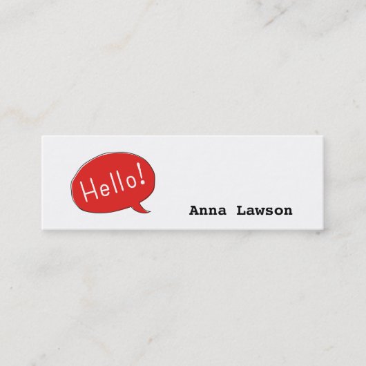 Carte De Visite Mini Cute et simple Hello ! Business (Devant)