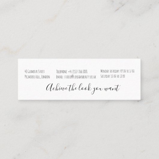 Carte De Visite Mini Cute Pastel Bride Wavy Coiffeuse Salon de coiffure (Dos)