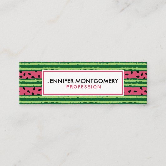 Carte De Visite Mini Cute pastèque Motif rose et vert (Devant)