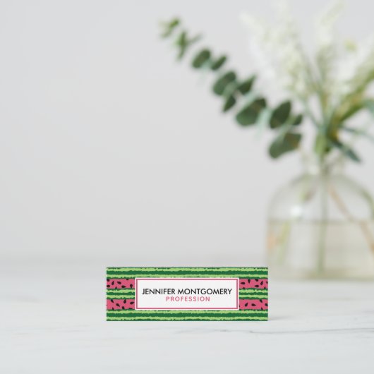 Carte De Visite Mini Cute pastèque Motif rose et vert (Debout devant)