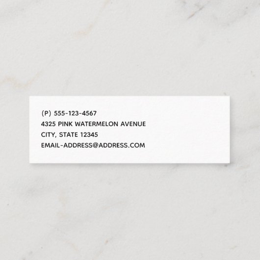 Carte De Visite Mini Cute pastèque Motif rose et vert (Dos)