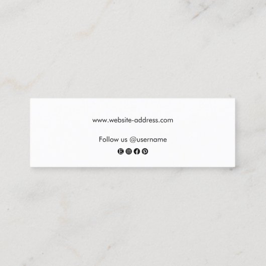 Carte De Visite Mini Cute Simple Blanc Script Social Media Networker (Dos)