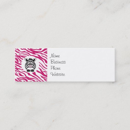Carte De Visite Mini Cute Zebra sur Pink Zebra Poster de animal Cadeaux (Devant)