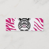 Carte De Visite Mini Cute Zebra sur Pink Zebra Poster de animal Cadeaux (Dos)