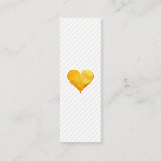 Carte De Visite Mini Cutesy Gold Heart Stripe Motif (Devant)
