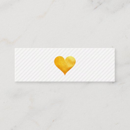 Carte De Visite Mini Cutesy Gold Heart Stripe Motif (Devant)