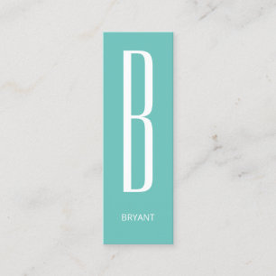 Carte De Visite Mini Cyan de couverture de monogramme géant mince