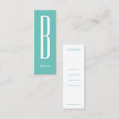Carte De Visite Mini Cyan de couverture de monogramme géant mince (Devant / Derrière)
