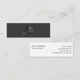 Carte De Visite Mini Cycliste Professionnel Minimaliste Noir & Blanc