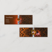 Carte De Visite Mini DAMASK MONOGRAM ruban de gemme blanc orange (Devant / Derrière)