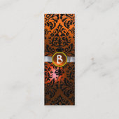 Carte De Visite Mini DAMASK MONOGRAM ruban de gemme blanc orange (Dos)