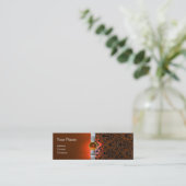 Carte De Visite Mini DAMASK MONOGRAM ruban de gemme blanc orange (Debout devant)