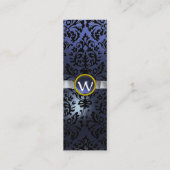 Carte De Visite Mini DAMASK MONOGRAM ruban de gemme blanc violet (Dos)