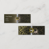 Carte De Visite Mini DAMASK MONOGRAM ruban de gemme gris blanc (Devant / Derrière)