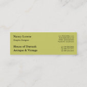 Carte De Visite Mini Damassé de diamant, MAROC en rouge et Chartreuse (Dos)