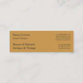 Carte De Visite Mini Damassé de diamant, TOUR EIFFEL en or et Teal (Dos)