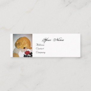 CARTE DE VISITE MINI DAME AVEC ROSE ROUGE BEAUTY MODE COSTUME DESIGNER