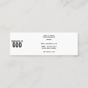CARTE DE VISITE MINI DÉDIÉ À DIEU PERSONNALISABLE COOL TEXTE NOIR
